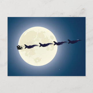 Santa, Sleigh and F-16 Jets Military Christmas Holiday Postcard