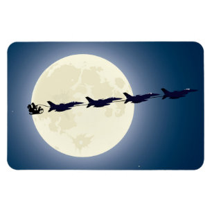 Santa, Sleigh and F-16 Jets Military Christmas Magnet