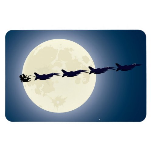 Santa Sleigh and F_16 Jets Military Christmas Magnet