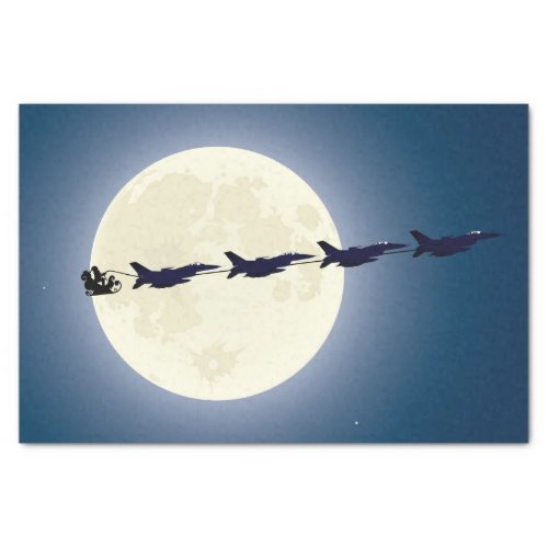 Santa Sleigh and F_16 Jets Military Christmas Tissue Paper