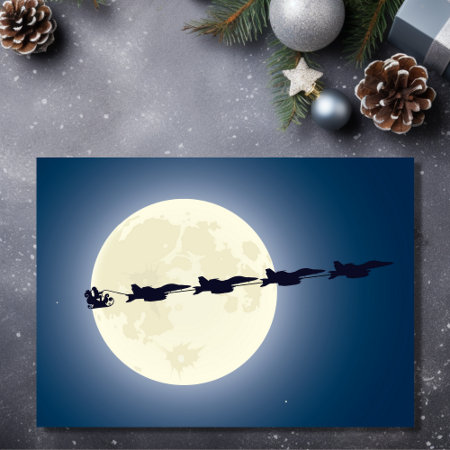 Santa, Sleigh And F-18 Military Jets Christmas Holiday Card