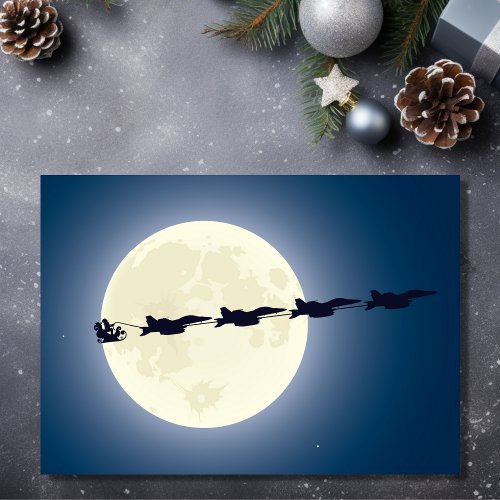 Santa Sleigh and F_18 Military Jets Christmas Holiday Card