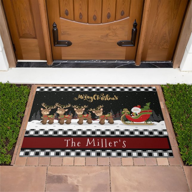 Santa Sleigh and Reindeer Doormat (Outdoor)