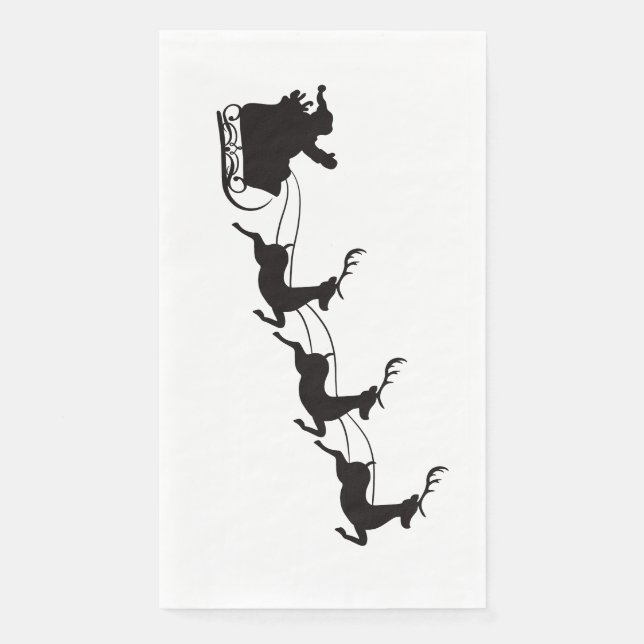 Santa Sleigh And Reindeer Paper Guest Towels (Front)