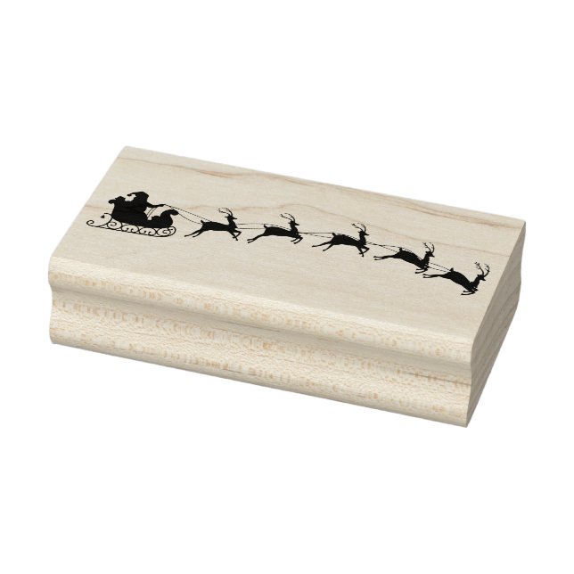 Santa Sleigh and Reindeer Rubber Stamp (Stamp)