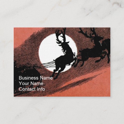 Santa Sleigh and Reindeer Silhouette Business Card