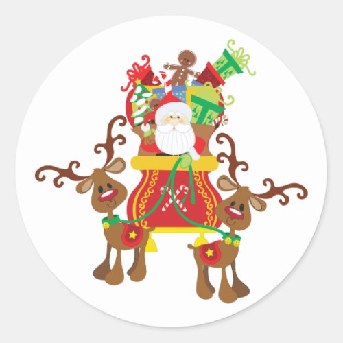 Santa Sleigh And Reindeer Sticker