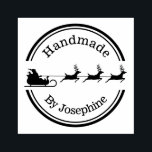 Santa Sleigh And Reindeers Christmas - Handmade -  Rubber Stamp<br><div class="desc">With the help of this rubber stamp you can let people know that your homemade cookies, handmade goodies or gifts were personally made by you. The design features Destei's silhouette of a Santa Claus in a sleigh with some reindeers. The design is framed by top and bottom borders. There are...</div>