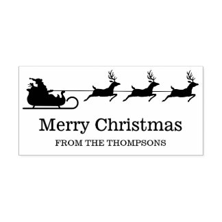 Santa Sleigh And Reindeers With Custom Text Self-inking Stamp