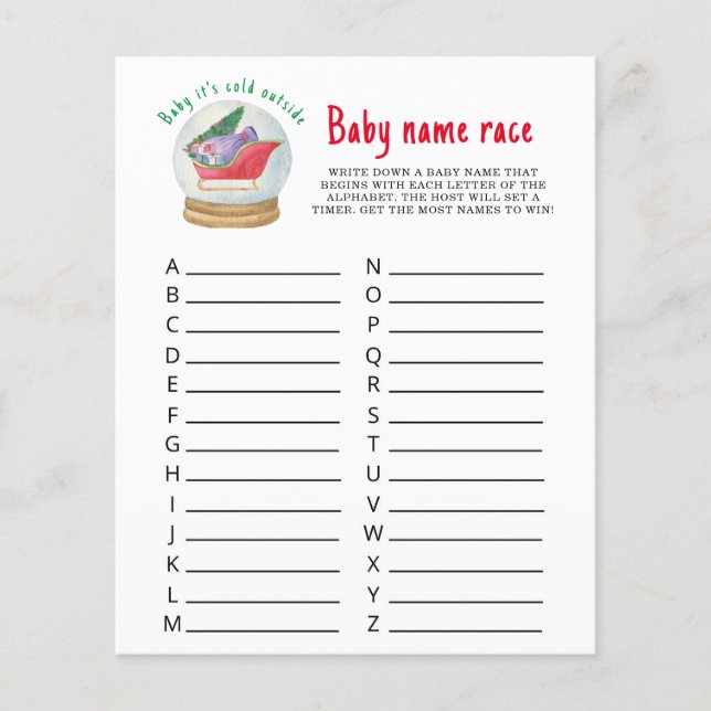Santa sleigh - Baby name race game (Front)