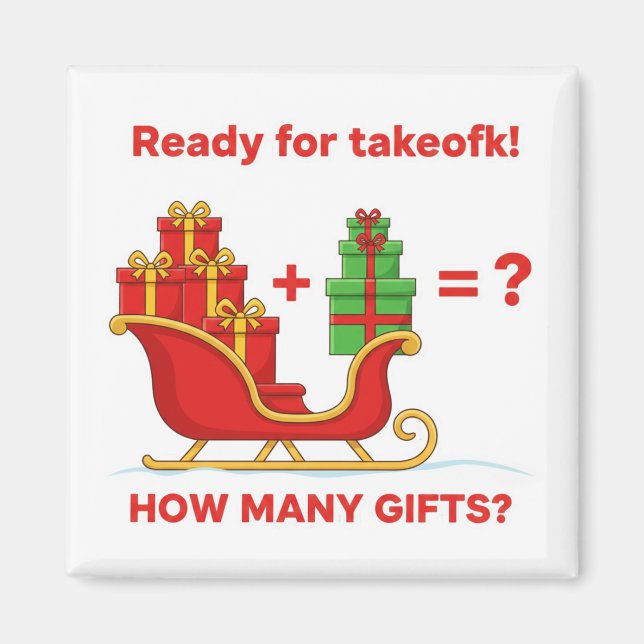 Santa Sleigh Christmas Gifts Math Addition Game Ma Magnet (Front)