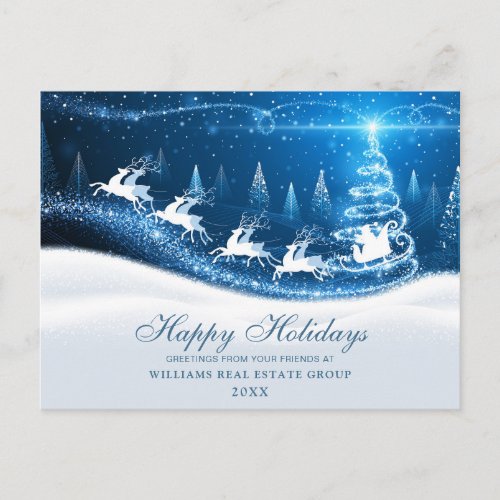 Santa Sleigh Christmas Holiday Corporate Greeting Postcard
