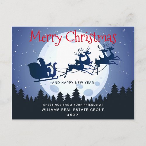 Santa Sleigh Christmas Holiday Corporate Greeting Postcard