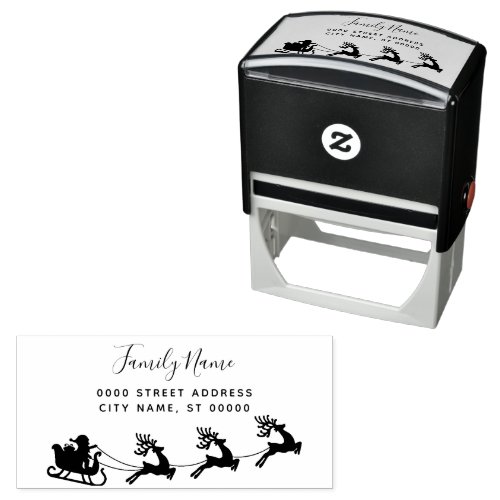 Santa Sleigh Christmas Holiday Return Address Self_inking Stamp