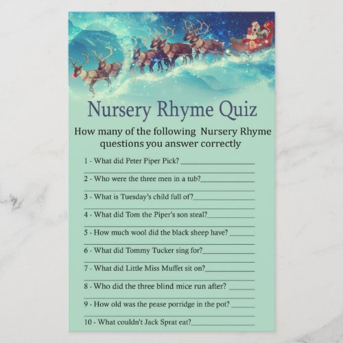 Santa Sleigh Christmas Nursery Rhyme Quiz