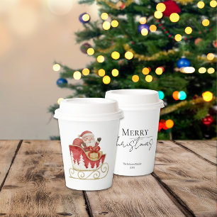 Santa Sleigh Christmas Paper Cups