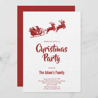 Santa Sleigh Christmas Party Invitation