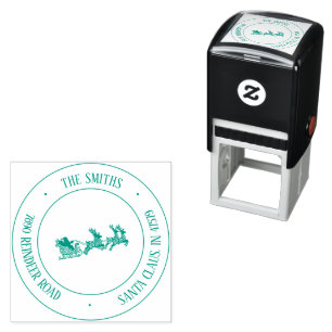Santa Sleigh Christmas Return Address Stamp