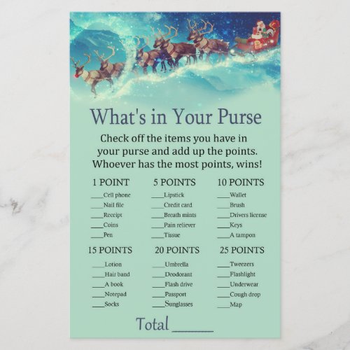 Santa Sleigh Christmas Whats in your purse game