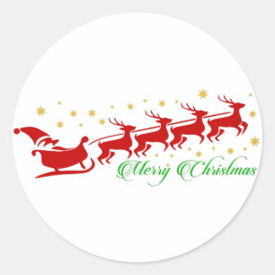 Santa sleigh classic round sticker