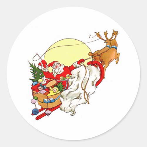 Santa Sleigh Classic Round Sticker