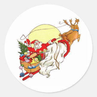 Santa Sleigh Classic Round Sticker