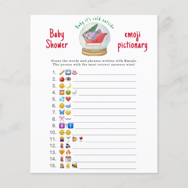 Santa sleigh - Emoji picture game baby shower (Front)