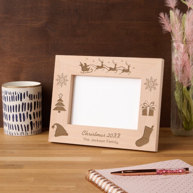 Santa Sleigh Family Christmas Engraved Frames (Left)