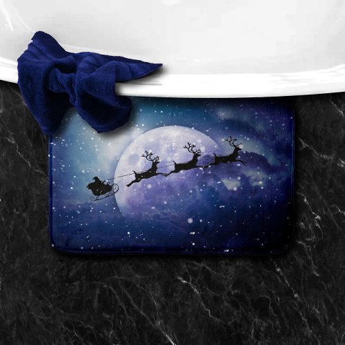 Santa Sleigh  Fantasy Galaxy Christmas Night Sky Bath Mat