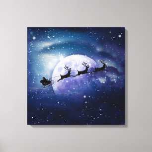 Santa Sleigh   Fantasy Galaxy Christmas Night Sky Canvas Print
