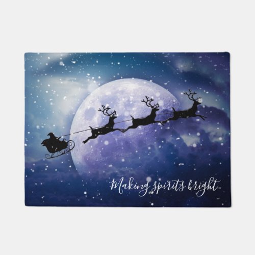 Santa Sleigh  Fantasy Galaxy Christmas Night Sky Doormat