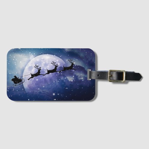 Santa Sleigh  Fantasy Galaxy Christmas Night Sky Luggage Tag