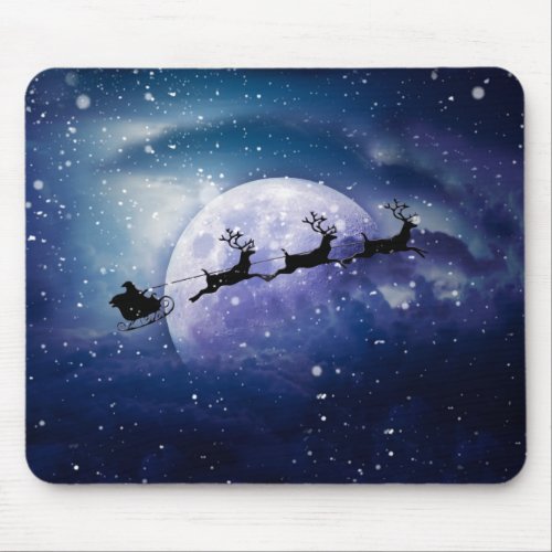 Santa Sleigh  Fantasy Galaxy Christmas Night Sky Mouse Pad