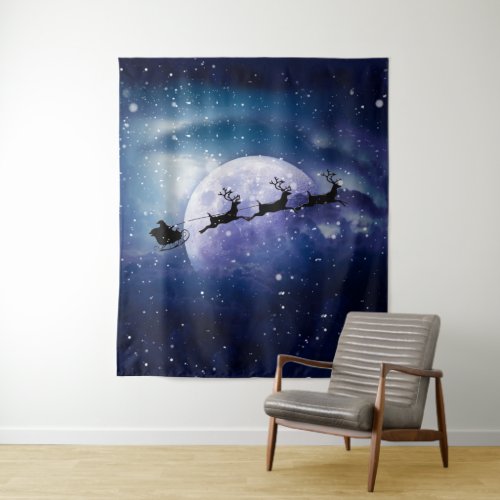 Santa Sleigh  Fantasy Galaxy Christmas Night Sky Tapestry