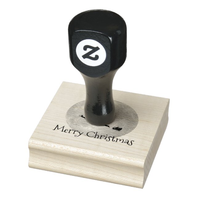 Santa Sleigh Full Moon Christmas Wooden Art Stamp (Stamp)