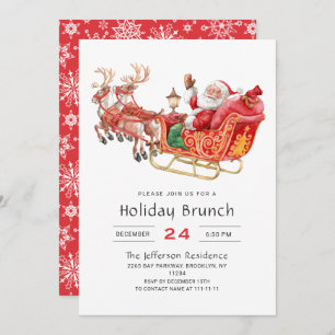 Santa Sleigh Holiday Brunch Christmas Party Invitation