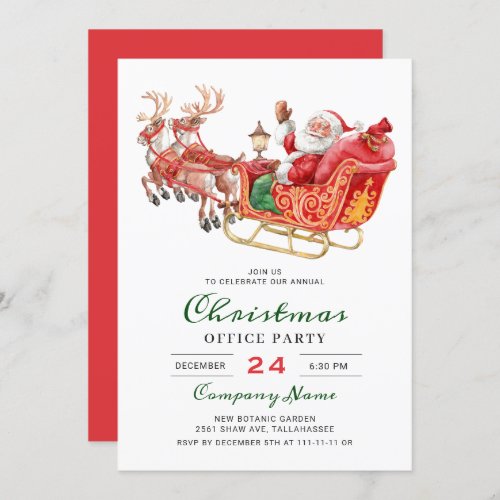 Santa Sleigh Holiday Corporate Christmas Party Invitation