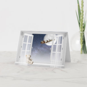 Santa Sleigh in open window Card