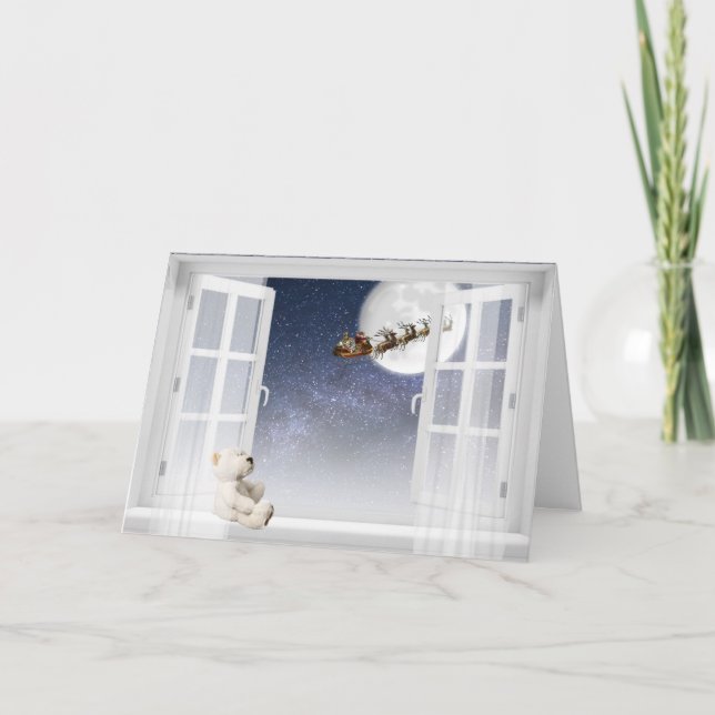 Santa Sleigh in open window Card (Front)
