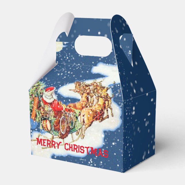 Santa Sleigh Merry Christmas Favor Box (Front Side)
