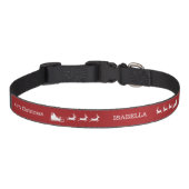 Santa Sleigh Merry Christmas Festive Red And White Pet Collar (Front)