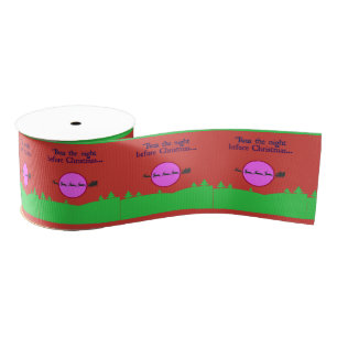 Santa Sleigh Pink Moon Grosgrain Ribbon