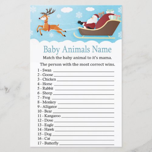 Santa Sleigh Reindeer  Baby Animals Name Game