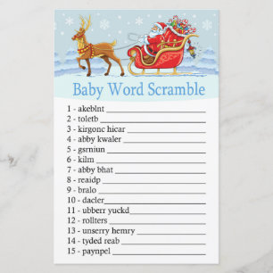 Santa Sleigh Reindeer Baby word scramble game