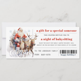 Santa Sleigh Reindeer Christmas Gift Coupon Holiday Card