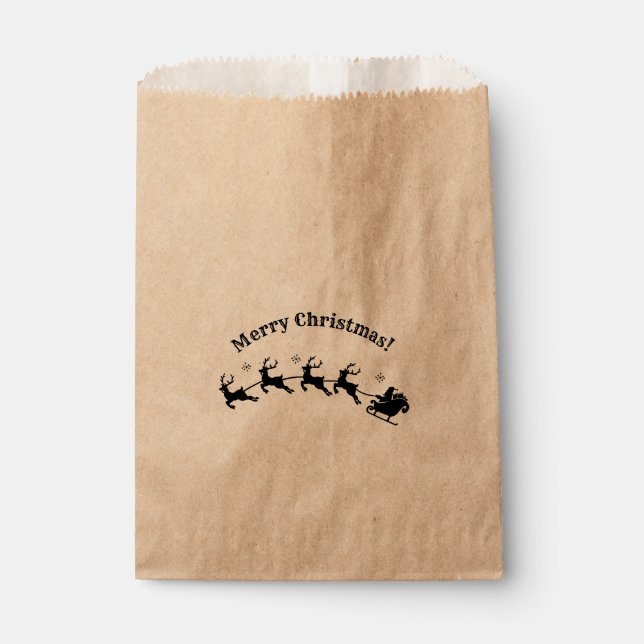 Santa Sleigh Reindeer Christmas Holiday Favor Bag (Front)
