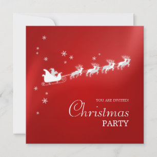 Santa Sleigh Reindeer Christmas party invitation