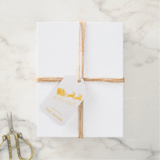 Santa Sleigh & Reindeer Christmas Photo Foil Gift Tags