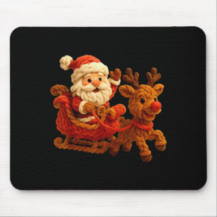 Santa Sleigh Reindeer Crochet Xmas Pajamas Holiday Mouse Pad