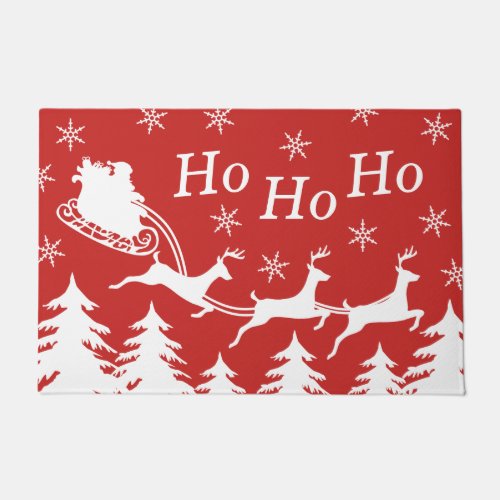 Santa Sleigh  Reindeer Ho Ho Ho Christmas Doormat